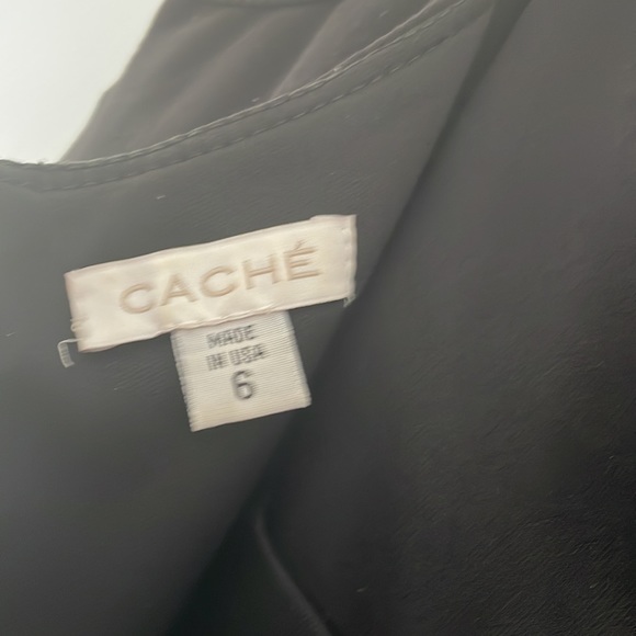 Cache black and silver sequence evening gown ruched back and size 6 - Picture 5 of 5